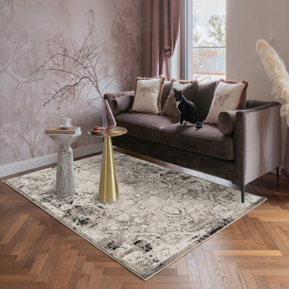 Mayfair Flora metallic rug, styled view