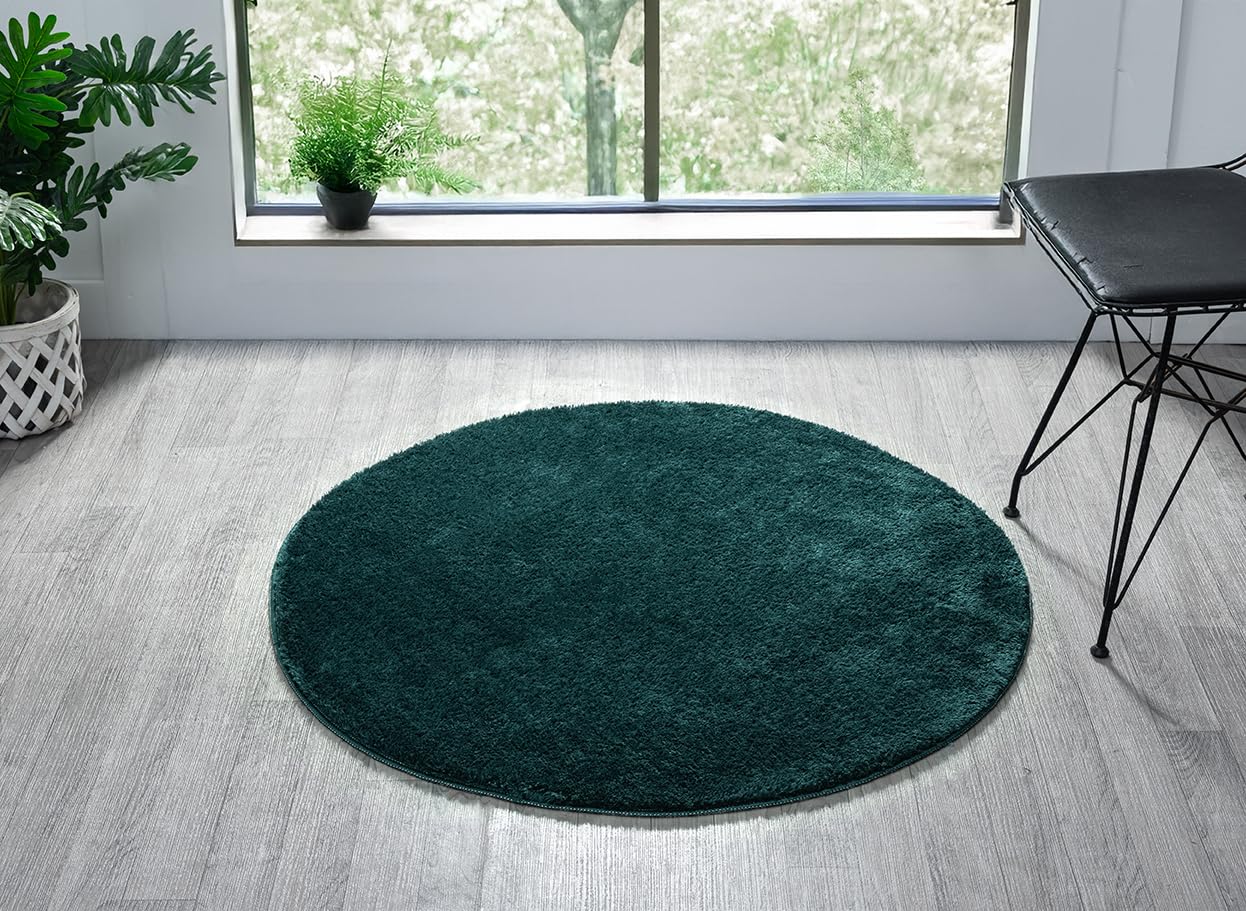 Comfy Washable Modern Living Room Rug Polyester Plain Indoor Area Rug with Low Pile - Anti-Slip Felt Backing Bedroom-Hallway Runner