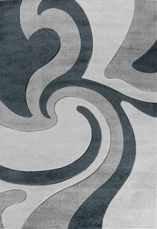 Valencia Swirl Caved Rug - Grey