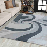 Valencia Swirl Caved Rug - Grey