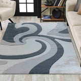 Valencia Swirl Caved Rug - Grey