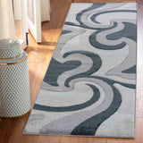 Valencia Swirl Caved Rug - Grey