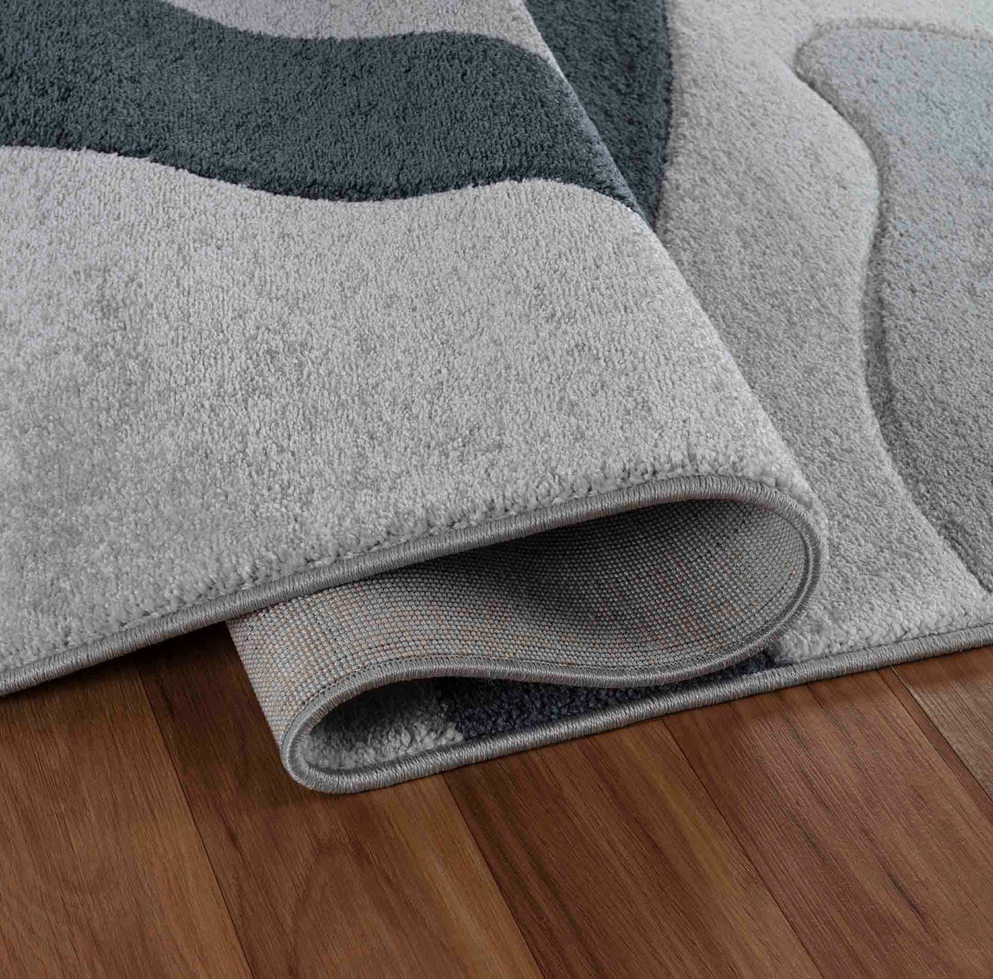 Valencia Swirl Caved Rug - Grey