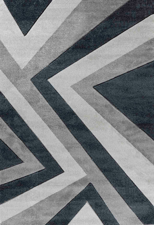 Valencia Zig Zag Caved Rug - Black