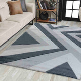 Valencia Zig Zag Caved Rug - Black