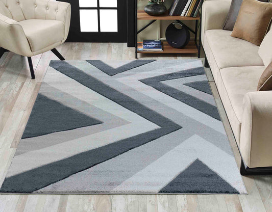 Valencia Zig Zag Caved Rug - Black