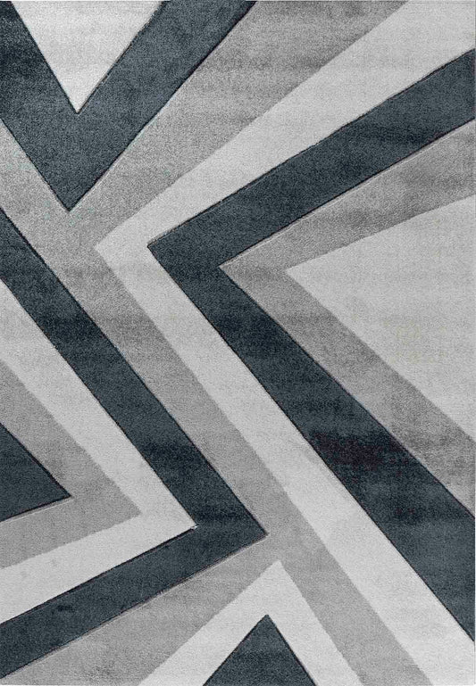 Valencia Zig Zag Caved Rug - Grey