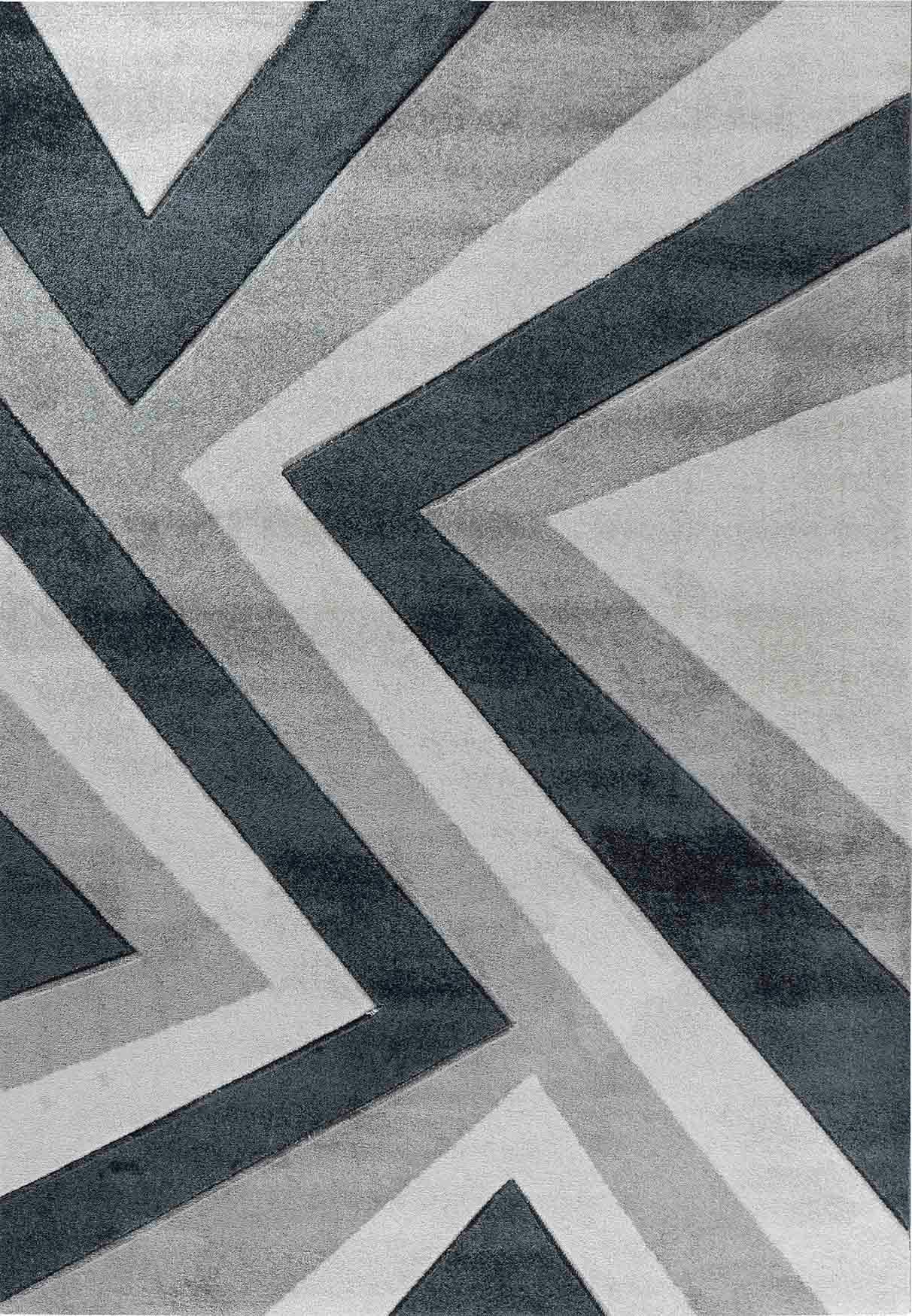Valencia Zig Zag Caved Rug - Grey