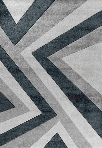 Valencia Zig Zag Caved Rug - Grey