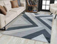 Valencia Zig Zag Caved Rug - Grey