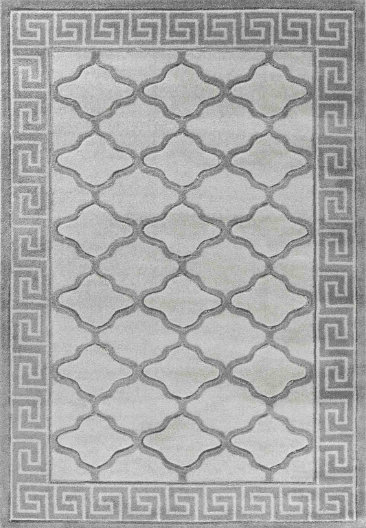Valencia Trellis Caved Rug - Grey