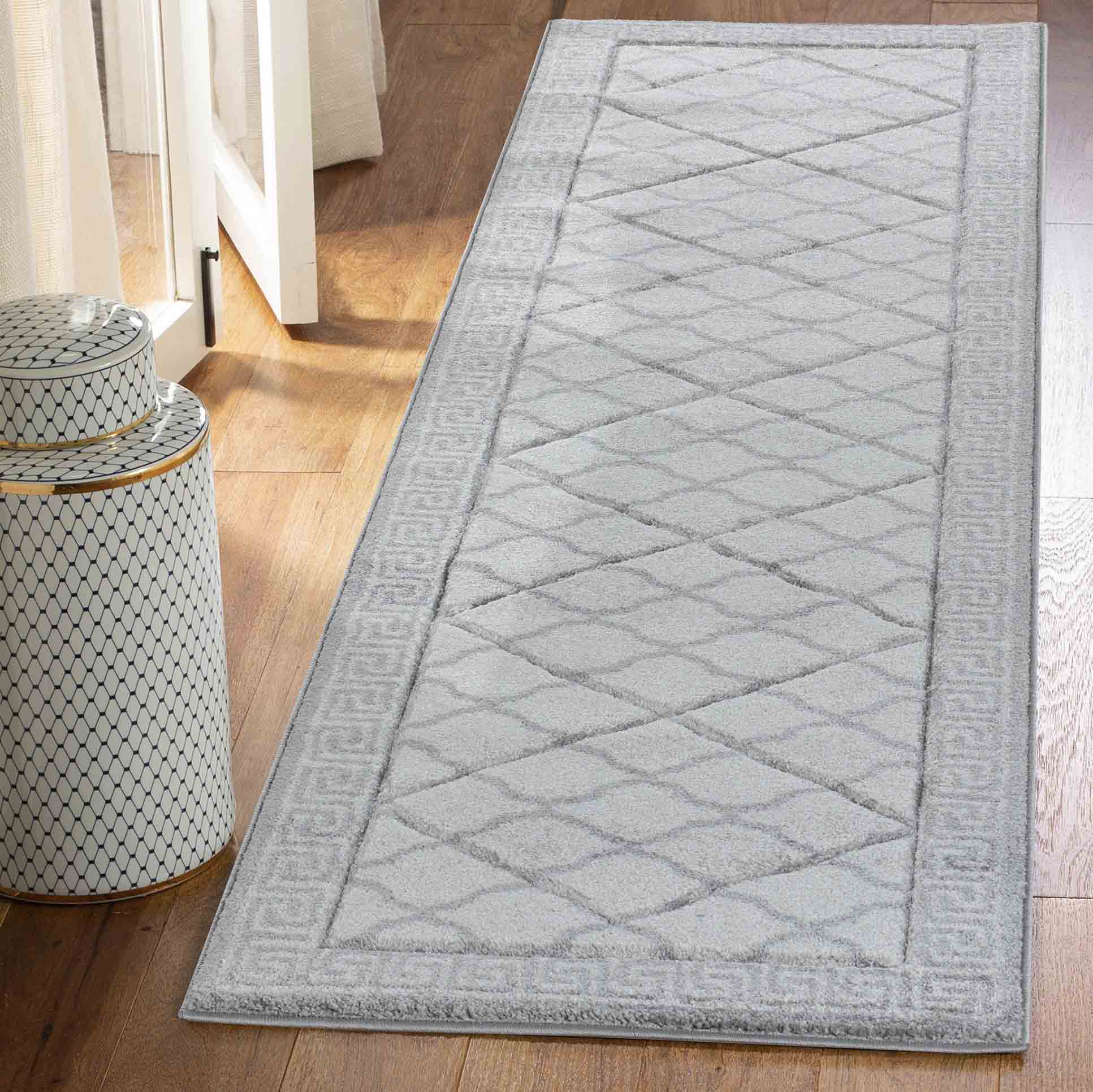 Valencia Trellis Caved Rug - Grey