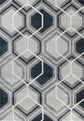Valencia Hexagon Caved Rug - Black