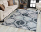 Valencia Hexagon Caved Rug - Black