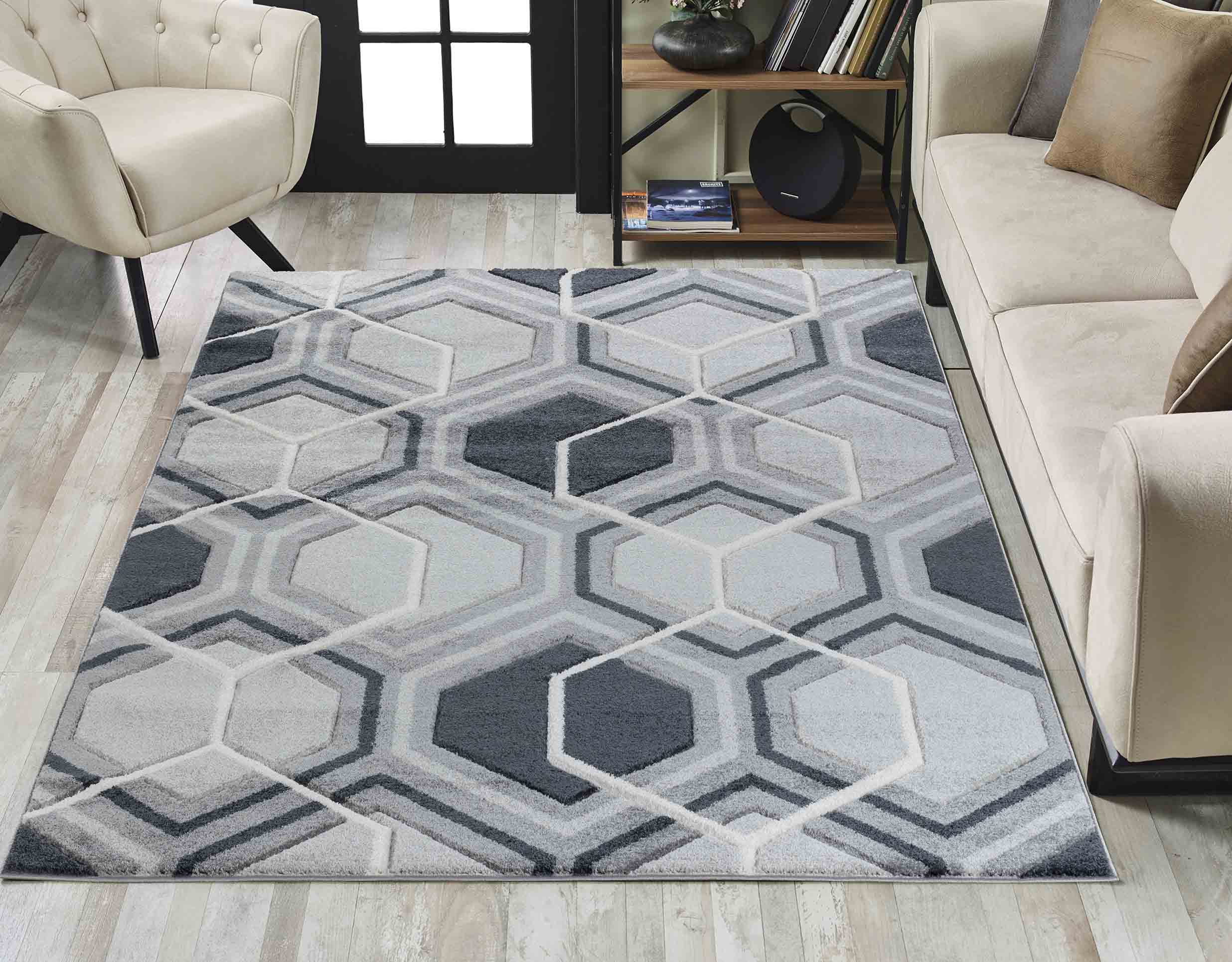 Valencia Hexagon Caved Rug - Medium