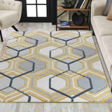 Valencia Hexagon Caved Rug - Medium