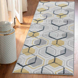 Valencia Hexagon Caved Rug - Grey