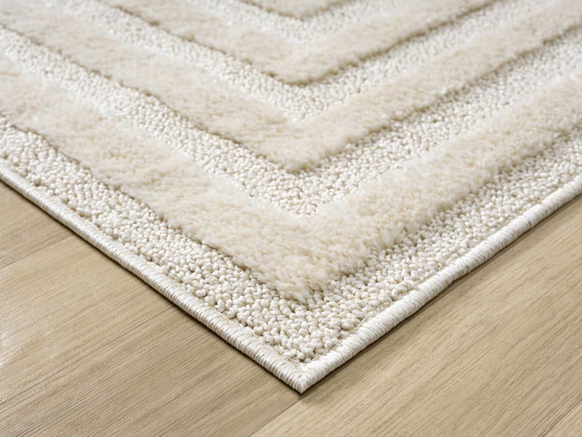 Isabella Border textured rug, styled view 4