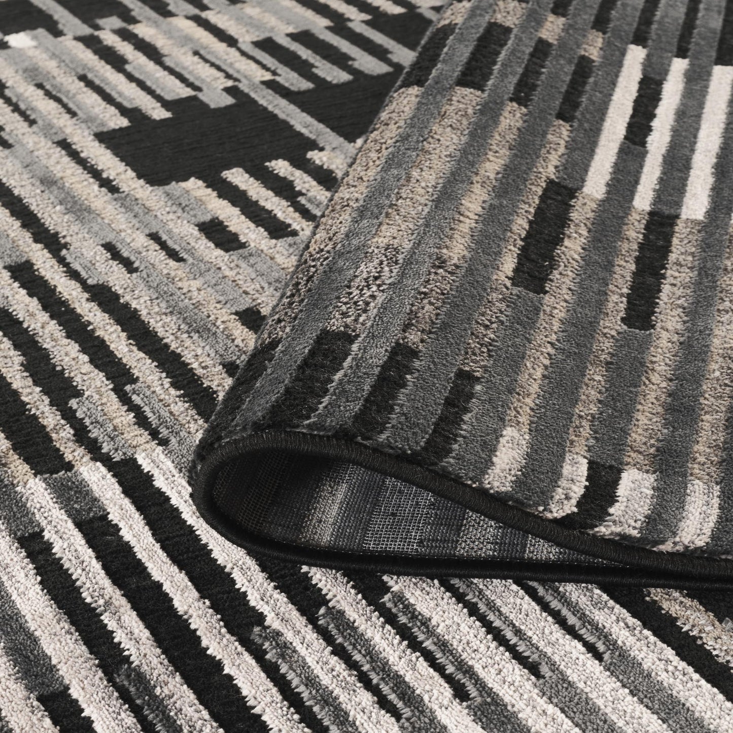Dark Grey Mayfair Matrix metallic rug, styled view 6