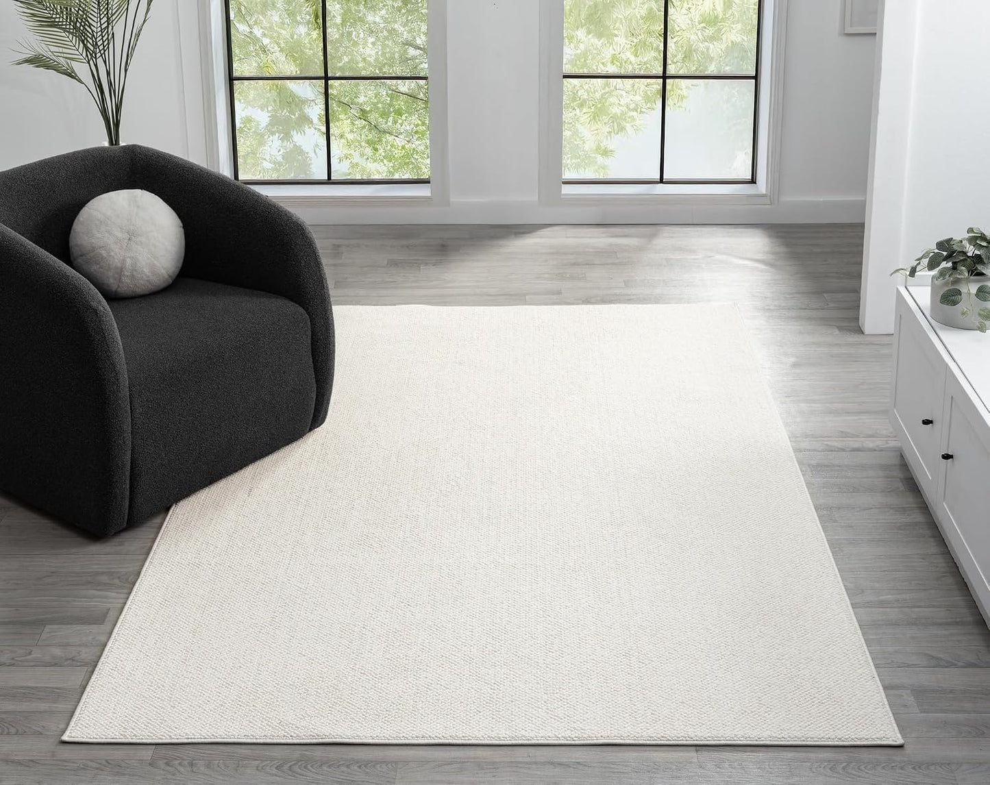 Avior Bobble, Wool-Like Modern Living Room Area Rug, Cream, 200x290cm