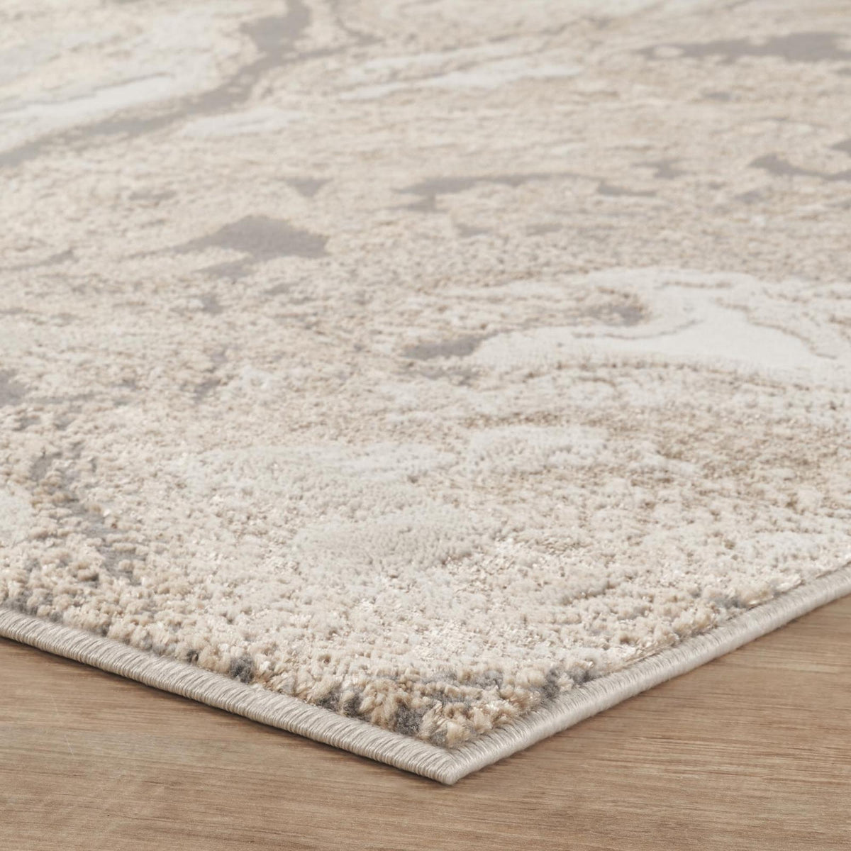 Elysium Astral metallic abstract rug, styled view 4