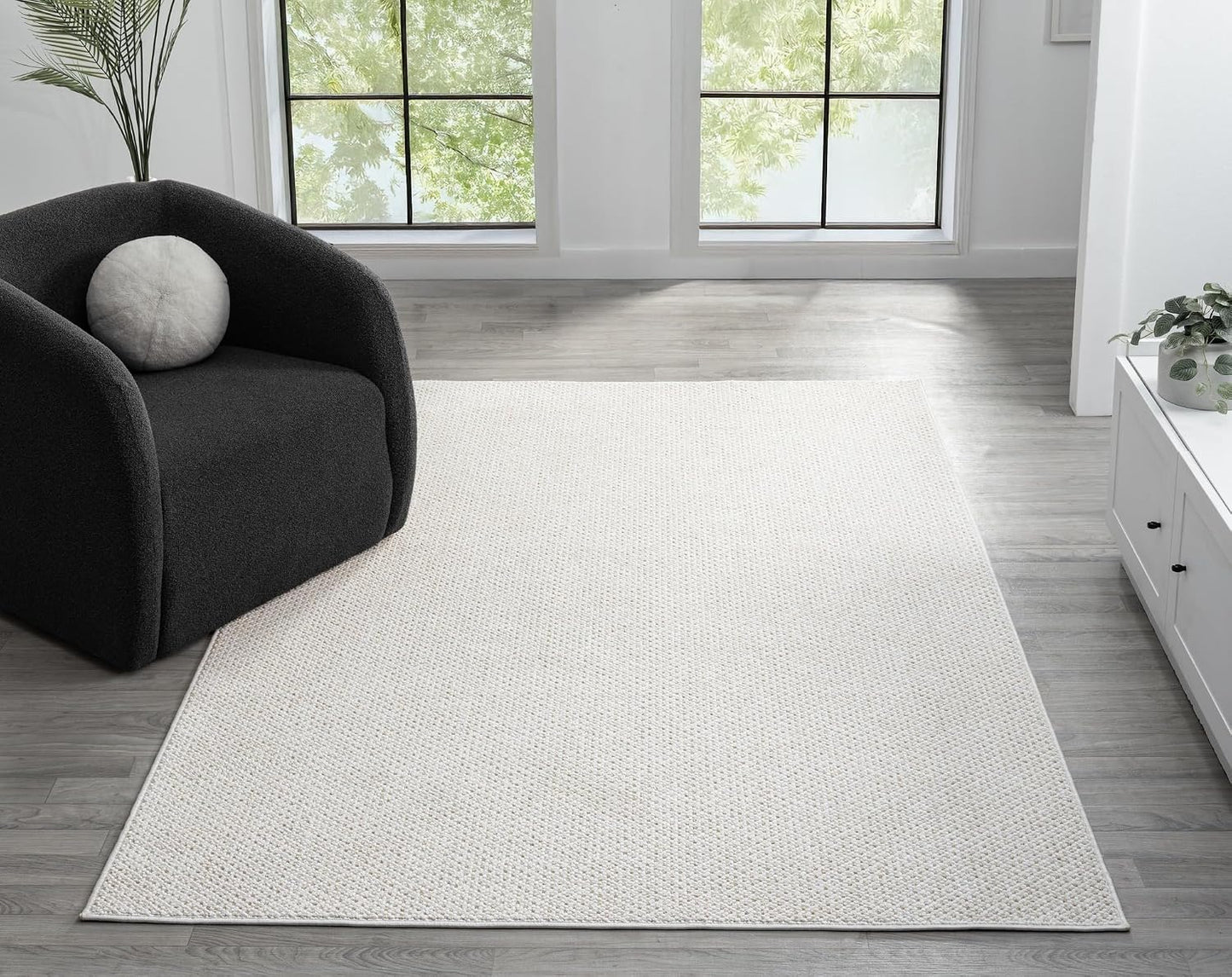 Avior Bobble, Wool-Like Modern Living Room Area Rug, Cream, 200x290cm