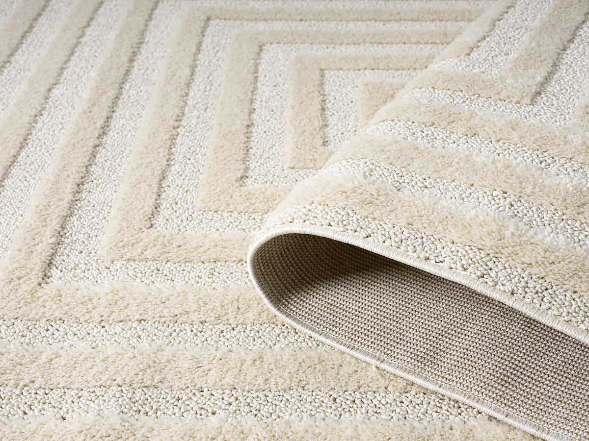 Isabella Border textured rug, styled view 3