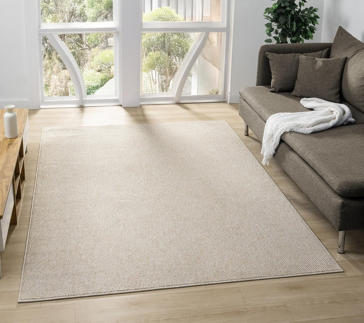 Avior Bobble, Wool-Like Modern Living Room Area Rug, Cream, 200x290cm