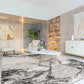 Elysium Huracan metallic abstract rug, styled view 6