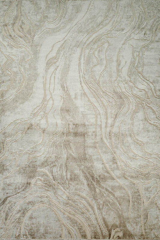 Novu Metallic Abstract Rug - Stream Beige