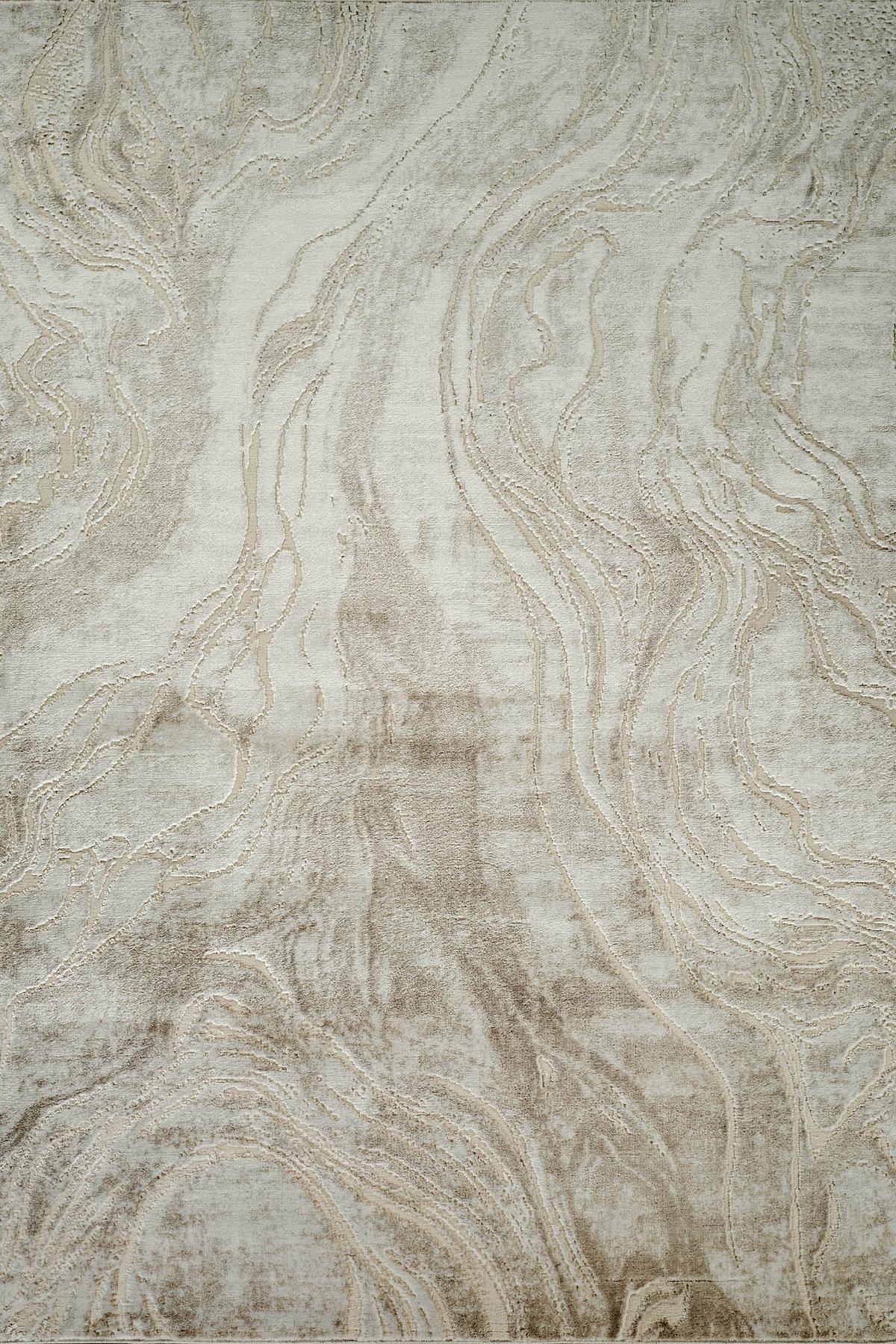 Novu Metallic Abstract Rug - Stream Beige