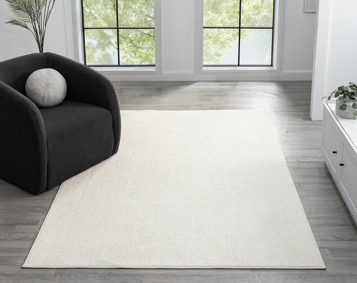 Cream Avior bobble rug, in a room setting 2