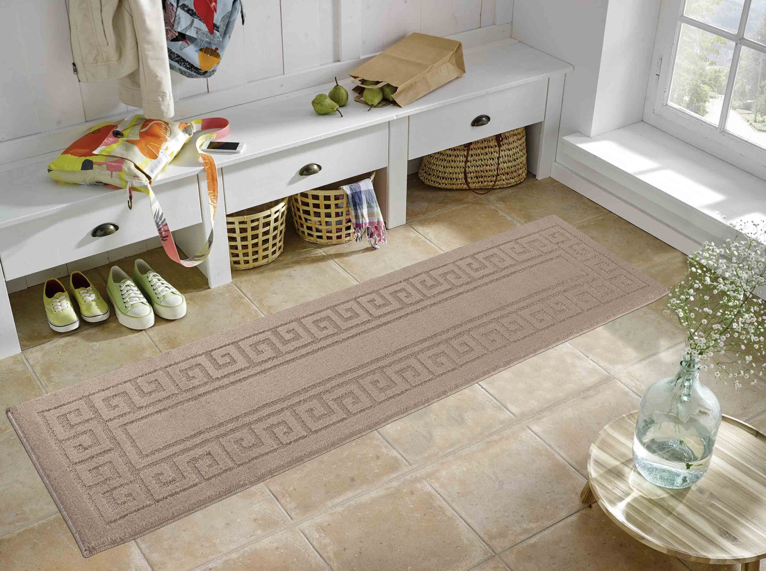 IVY Greek Key Door Mat - Beige