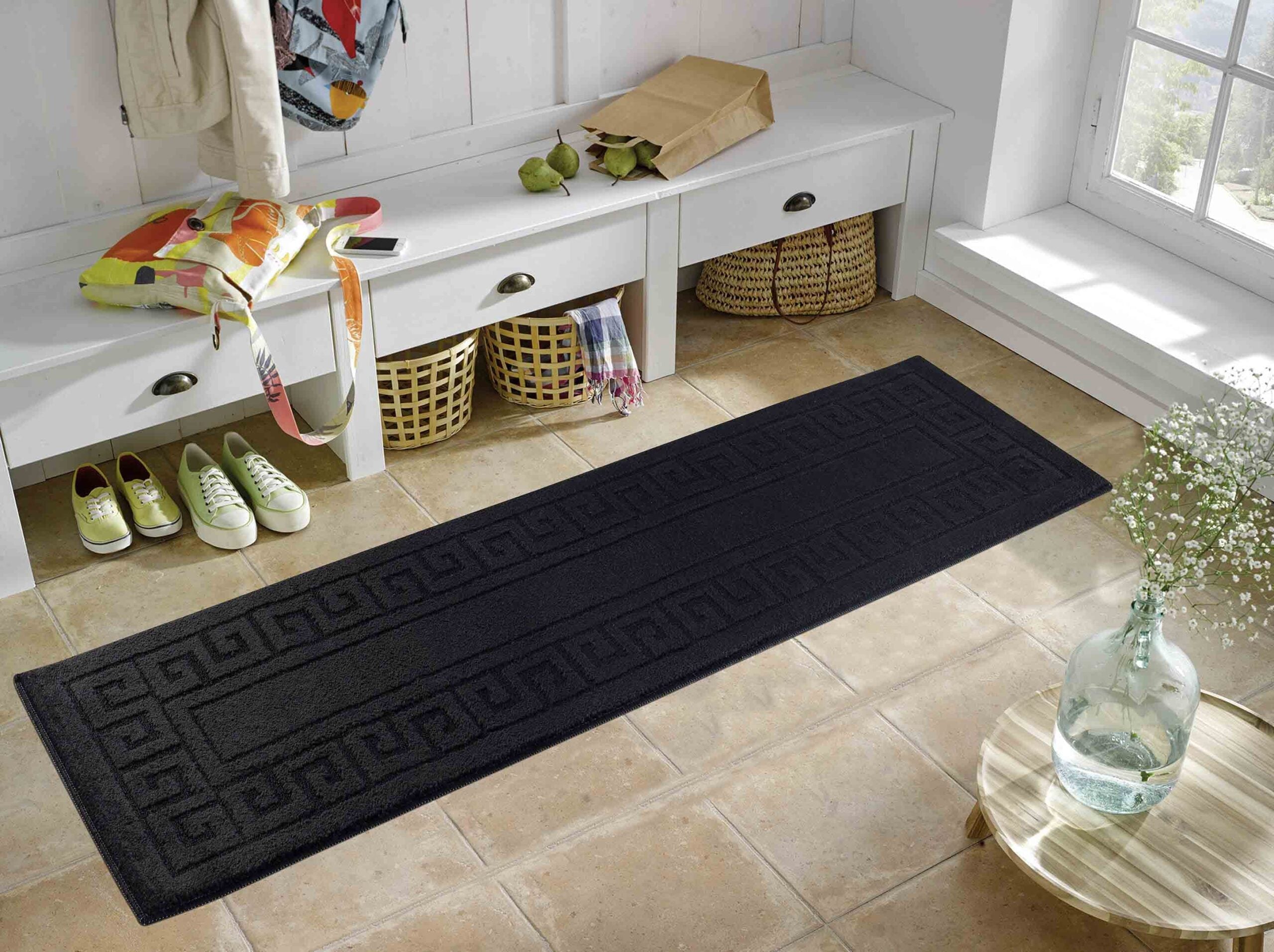 IVY Greek Key Door Mat - Black