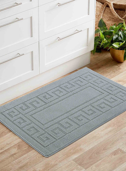 Ivy Minimalist Non-Slip Mat - Greek Key Dark Grey