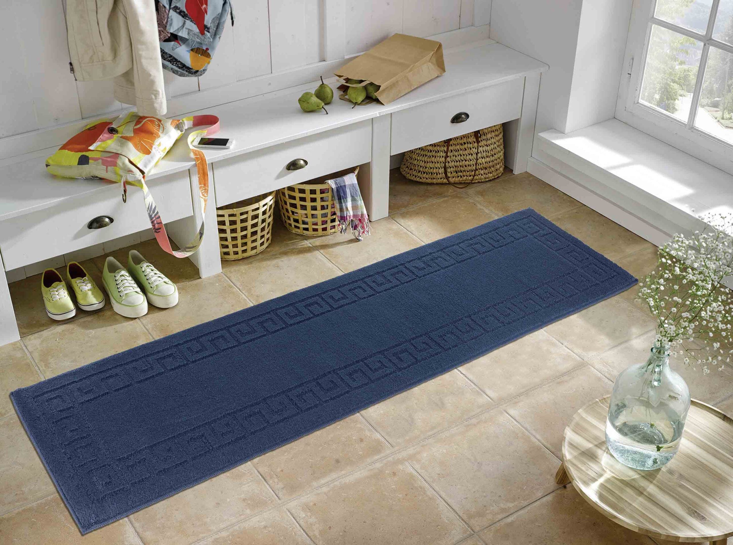 IVY Greek Key Door Mat - Navy