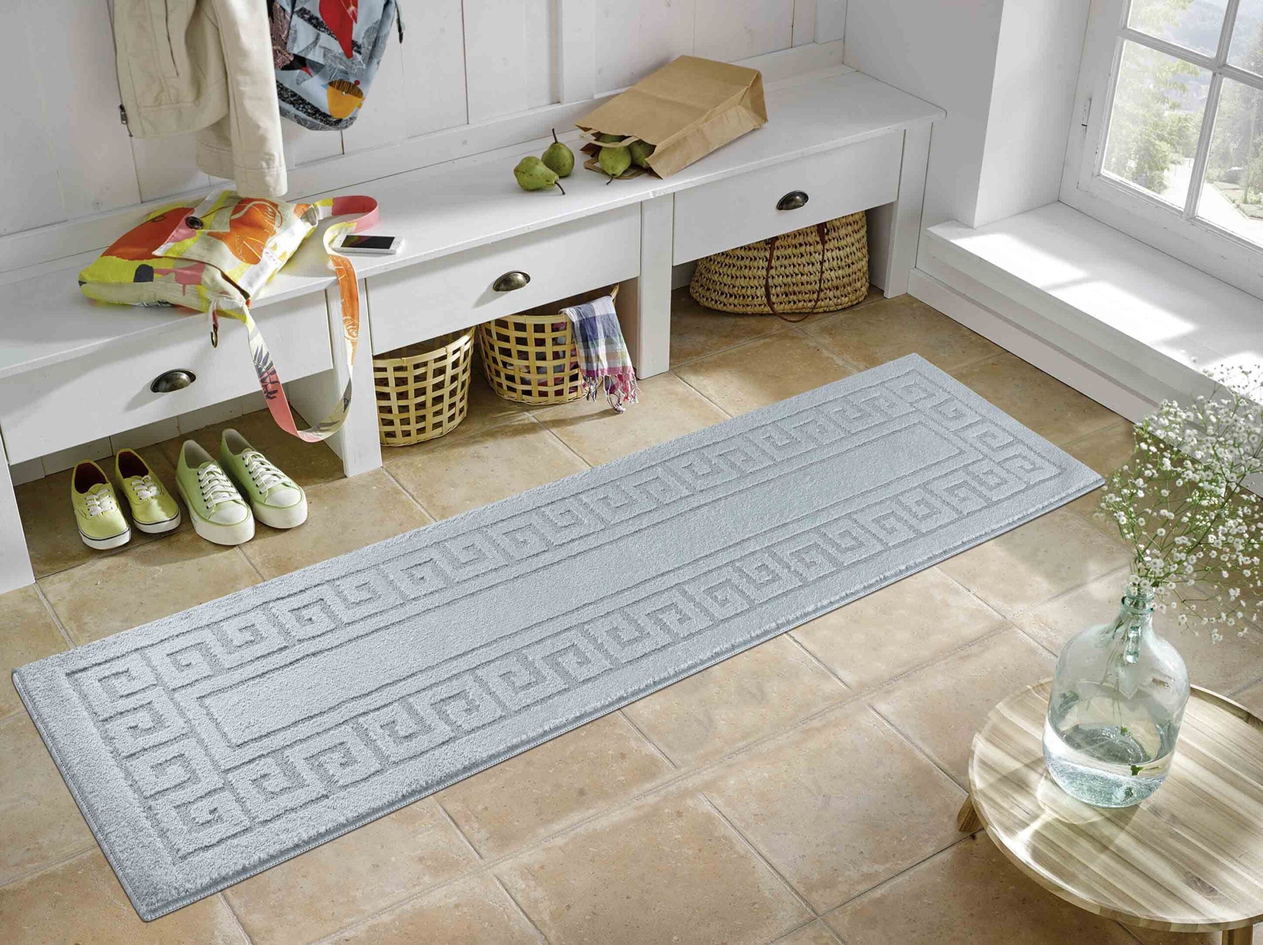 IVY Greek Key Door Mat - Silver