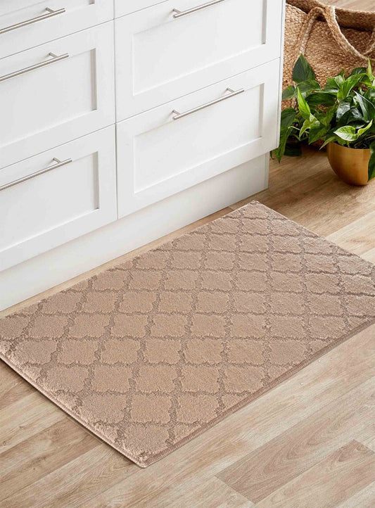 Beige Ivy Trellis door mat, in a room setting