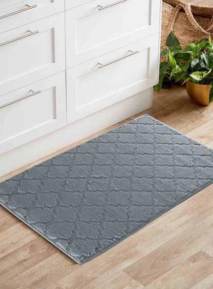 Dark Grey Ivy Trellis door mat, in a room setting
