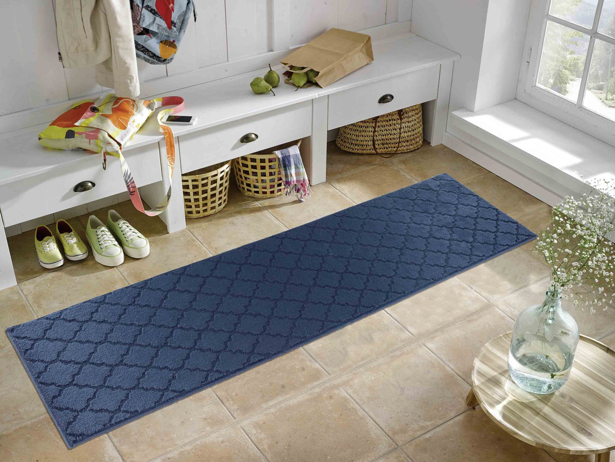 IVY Trellis Door Mat - Navy