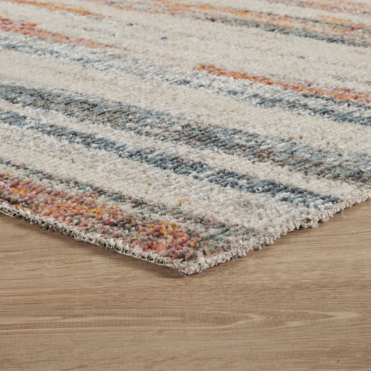 Multicolour Aress Stripe modern rug, side profile