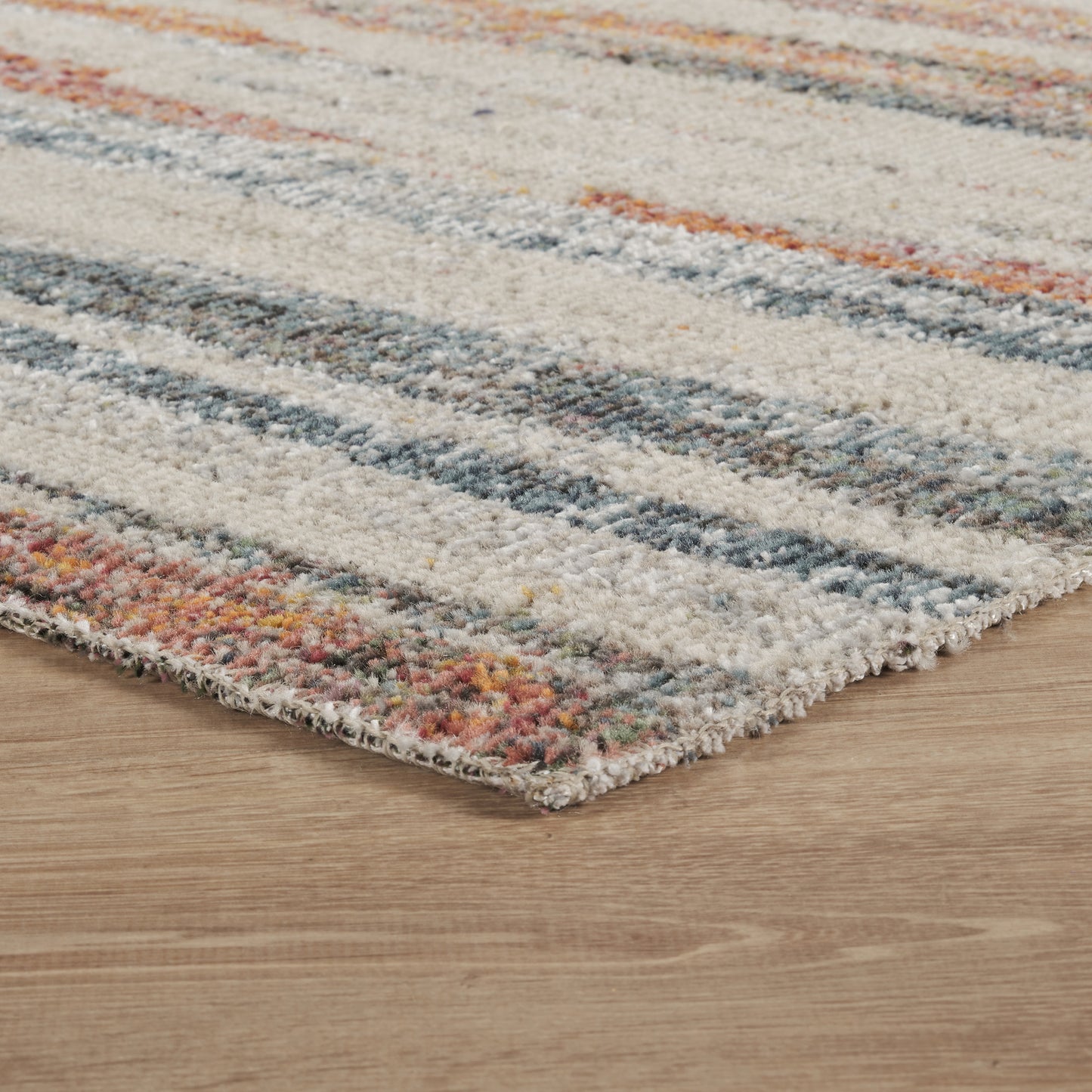 Multicolour Aress Stripe modern rug, side profile