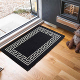 Havana Greek Key Door Mat - Black