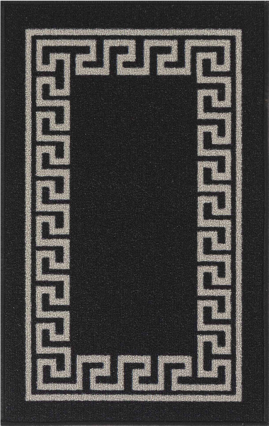 Havana Greek Key Door Mat - Black