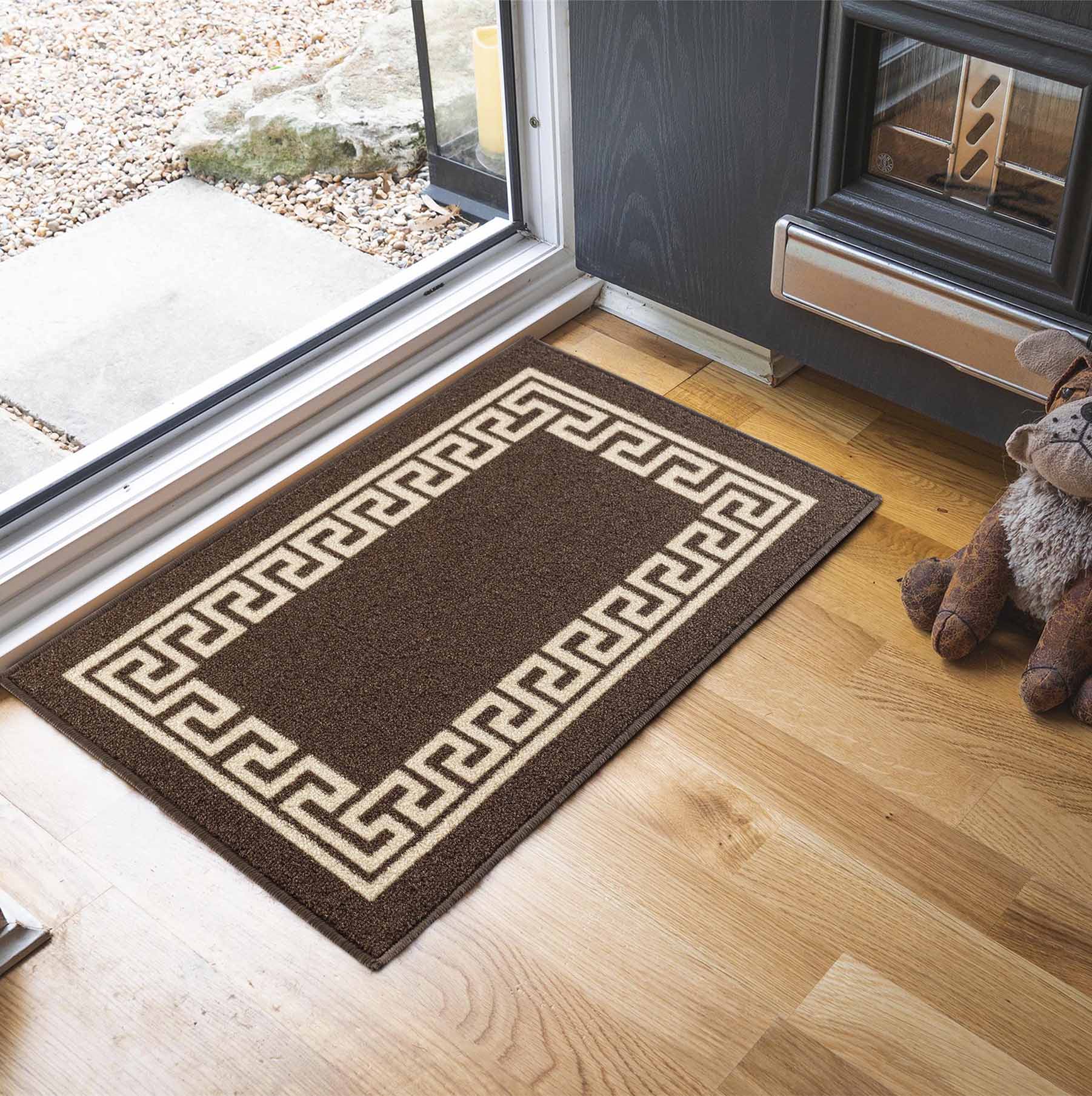 Havana Greek Key Door Mat - Brown