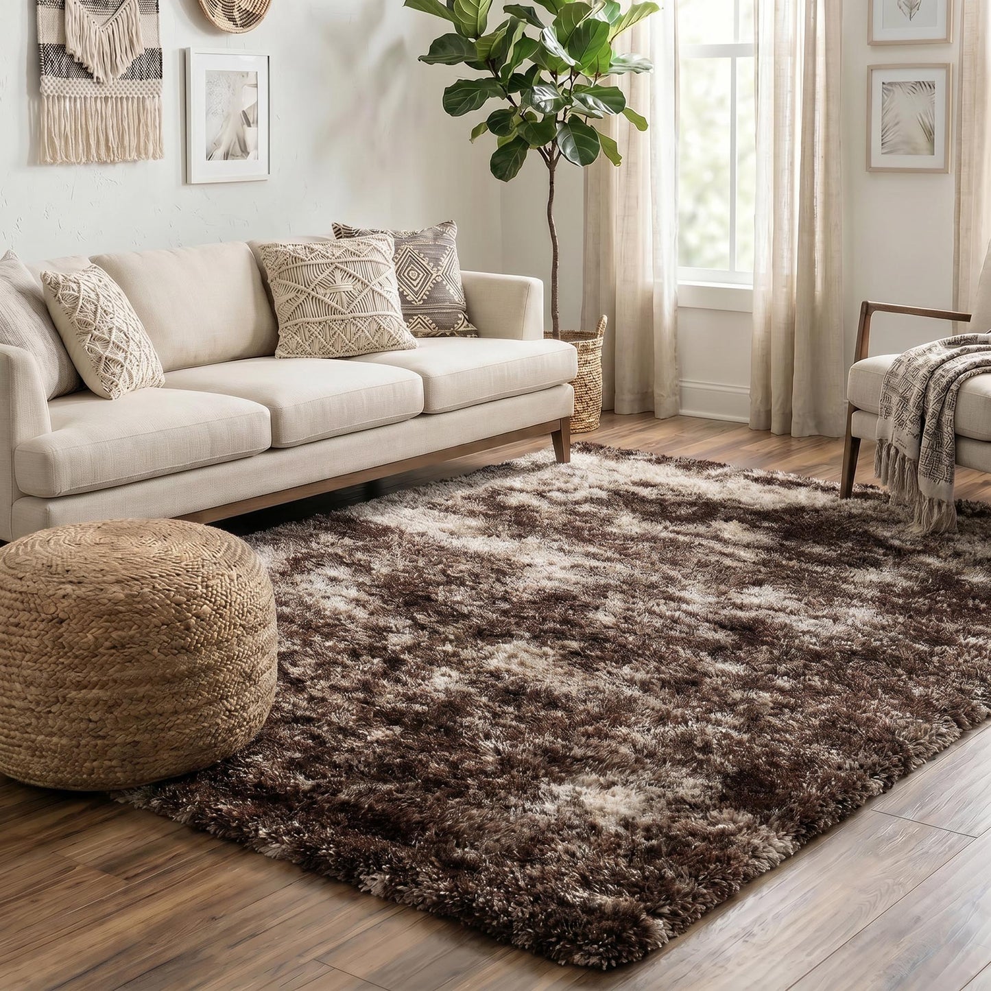 California Hand-Carved Shaggy Rug - Two Tone Bronze