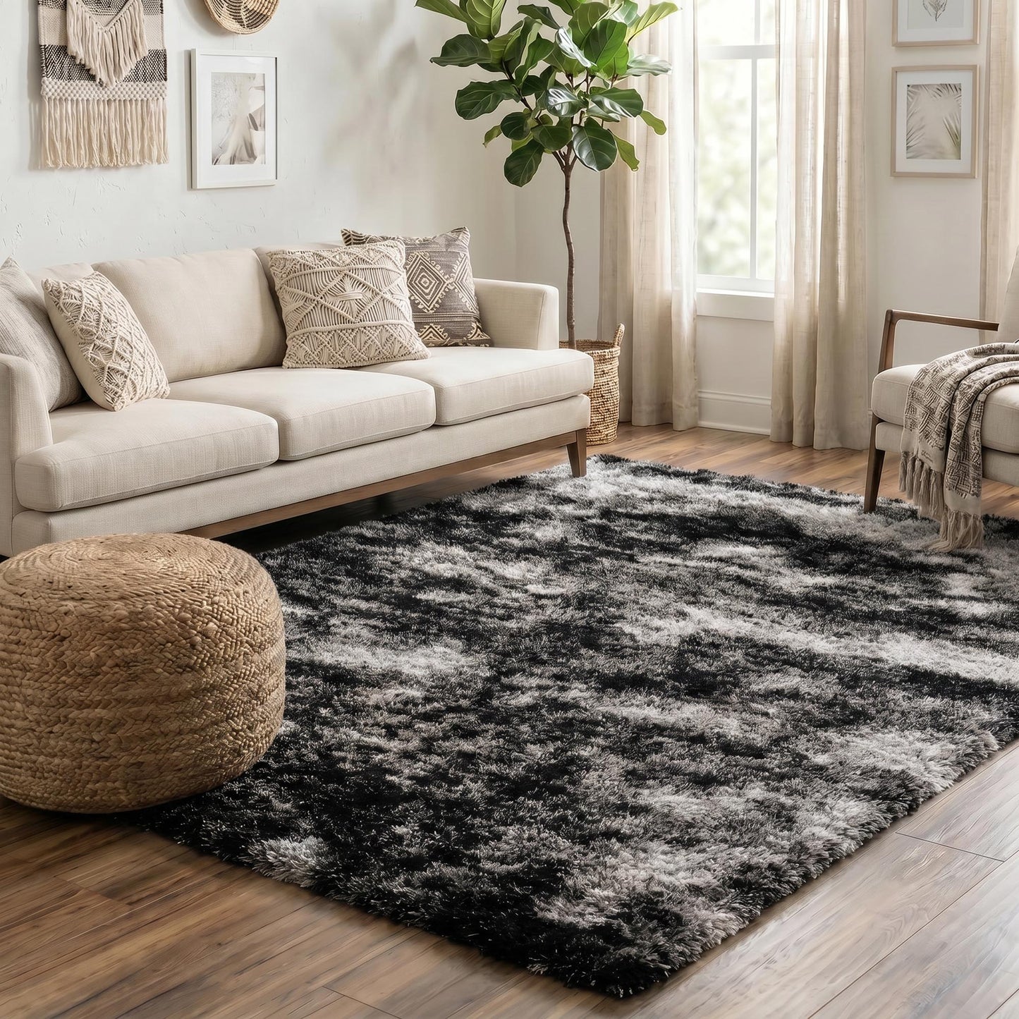 California Hand-Carved Shaggy Rug - Two Tone Bronze