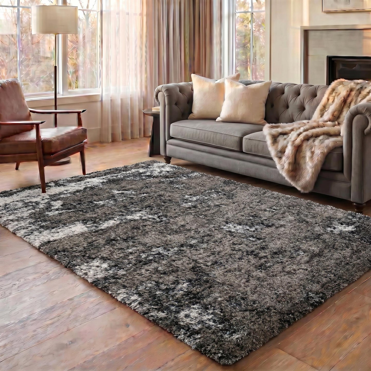 California Hand-Carved Shaggy Rug - Two Tone Bronze