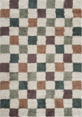 Multicolour Chester checkerboard rug, flat portrait view
