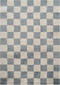 Duck Egg Blue Chester checkerboard rug, flat portrait view